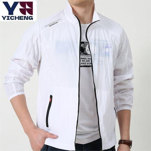 Men's Ice Silk Sun Protective Jacket with Upright Collar, Summer Thin Outerwear, Breathable Skin-like Clothing for Outdoor Sports, Men's Sun Protective Clothing