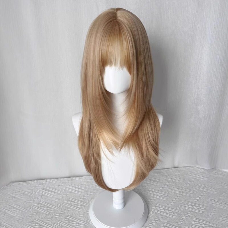 Long Straight Platinum Blonde Wig for Women, High-Quality, Lolita Style, Full Head Cosplay Wig