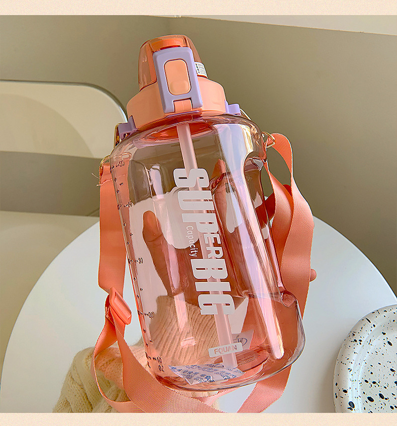 Water Cup Large Capacity With Straw Portable Summer Plastic Cup Campus Sports Straw Big Water Bottle display picture 4