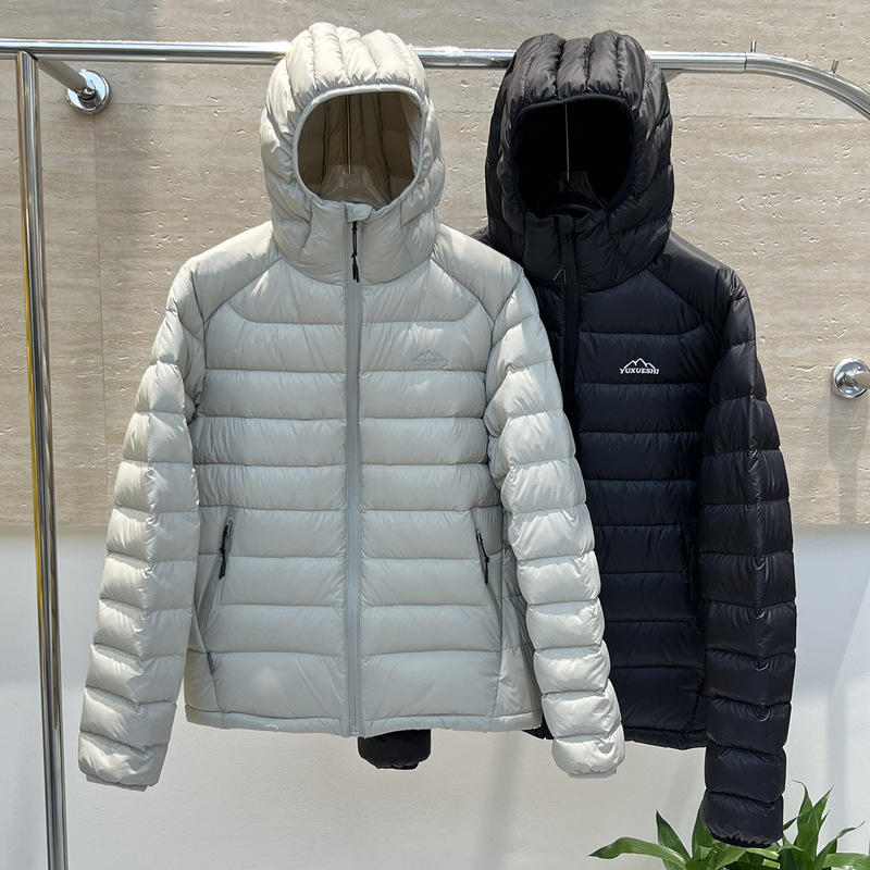 新国标90白鸭绒排骨羽绒服女轻薄短款2025冬新款连帽轻便情侣外套|undefined
