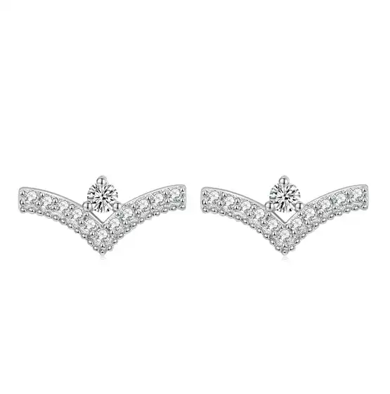 Fashionable European and American Style Ins Earrings S925 Sterling Silver V-Shaped Letter Stud Earrings High-End Personalized Unique Accessories Wholesale