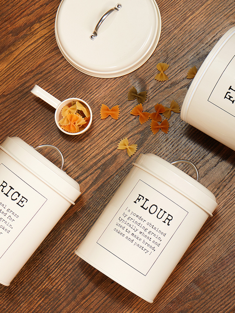  歐式復古風米桶5斤帶密封圈防潮好送米勺圓形小號米桶2.5kg