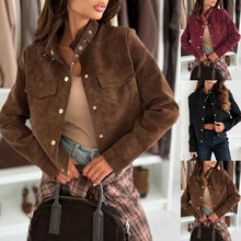 wish 亚马逊 速卖通欧美爆款拉链短外套 鹿皮绒上衣