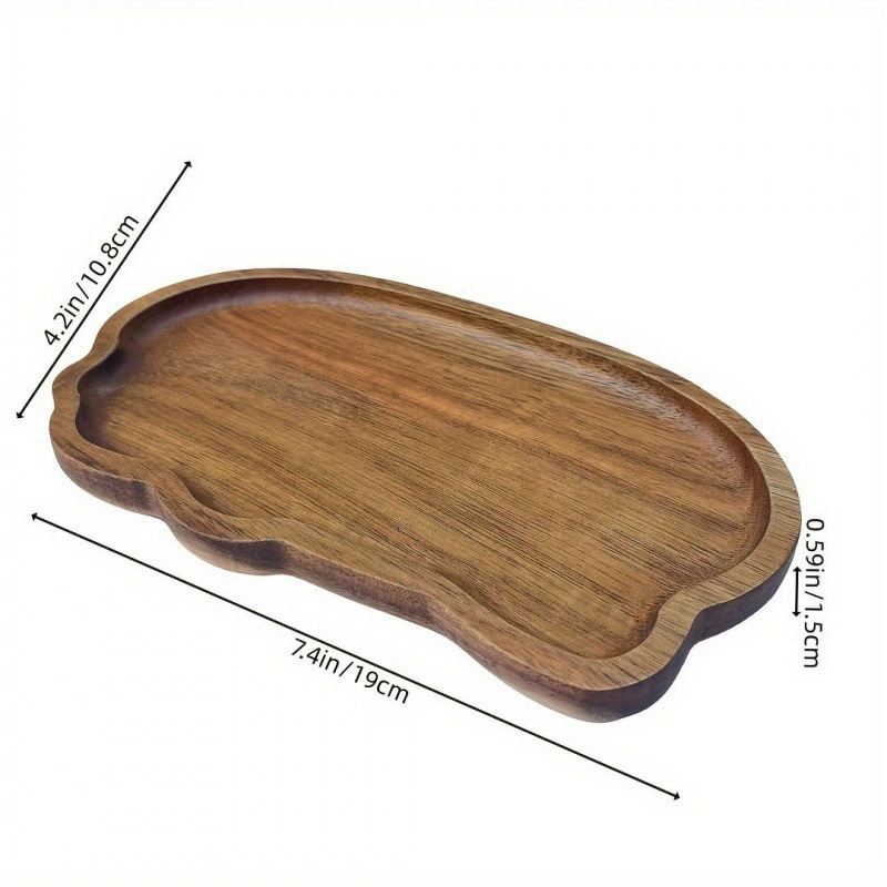 Japanese wooden rectangular dinner plate from natural wood, tea cup, (Physicals)