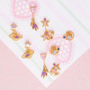 Cute fuchsia zirconium, earrings, silver needle heart-shaped, with little bears, silver 925 sample