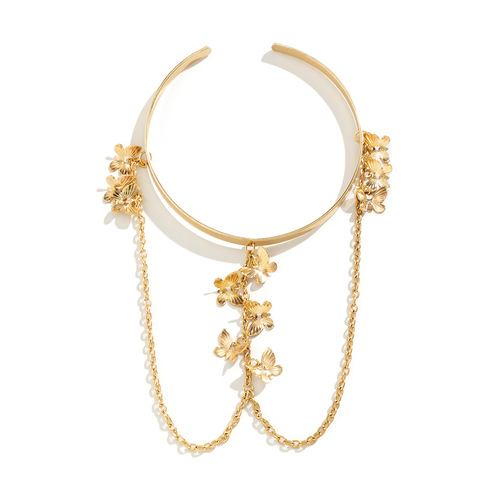 European and American cross-border jewelry Punk beach metal open hand jewelry Temperament chain shell tassel butterfly arm bracelet