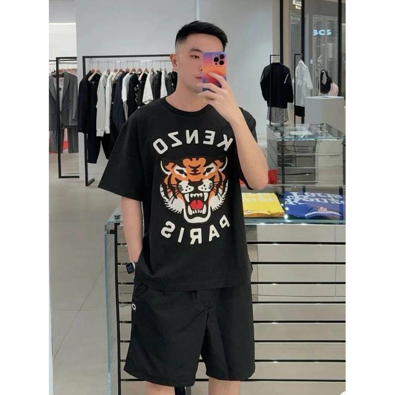 Complete Set of Three Labels, French Early Autumn New Product, Unisex Classic Tiger Pattern Round Neck Casual Embroidered Short-Sleeve T-Shirt Complete Set of Three Labels, French Early Autumn New Product, Unisex Classic Tiger Pattern Round Neck Casual Embroidered Short-Sleeve T-Shirt