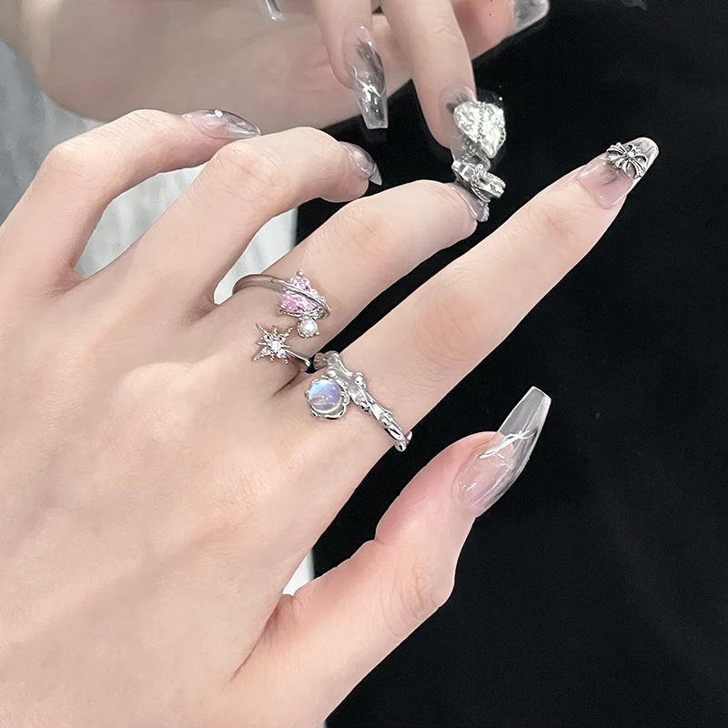 Small design brand fuchsia stone inlay with zircon
