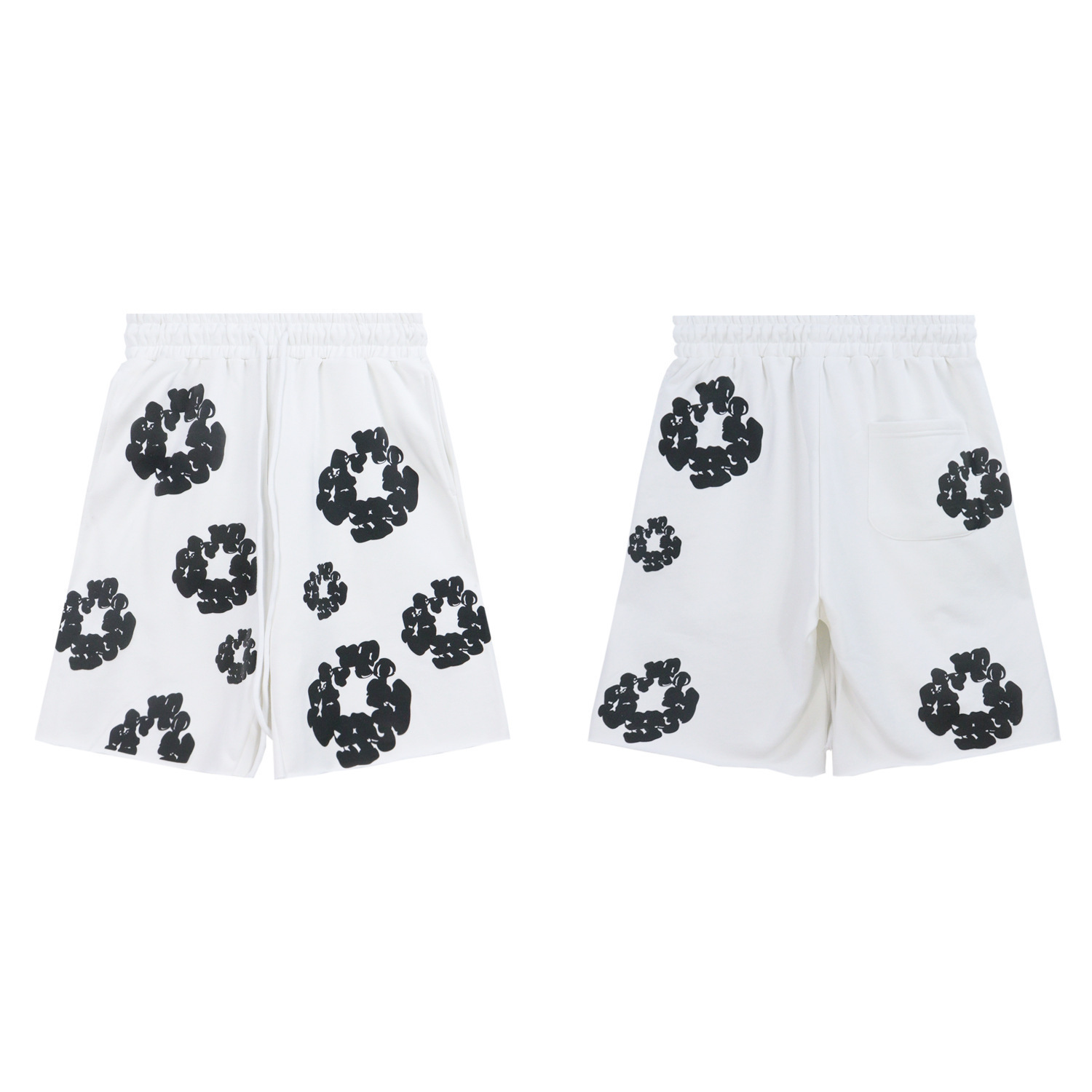 Denim Tears Cotton Wreath Sweat Shorts Puff Print White
