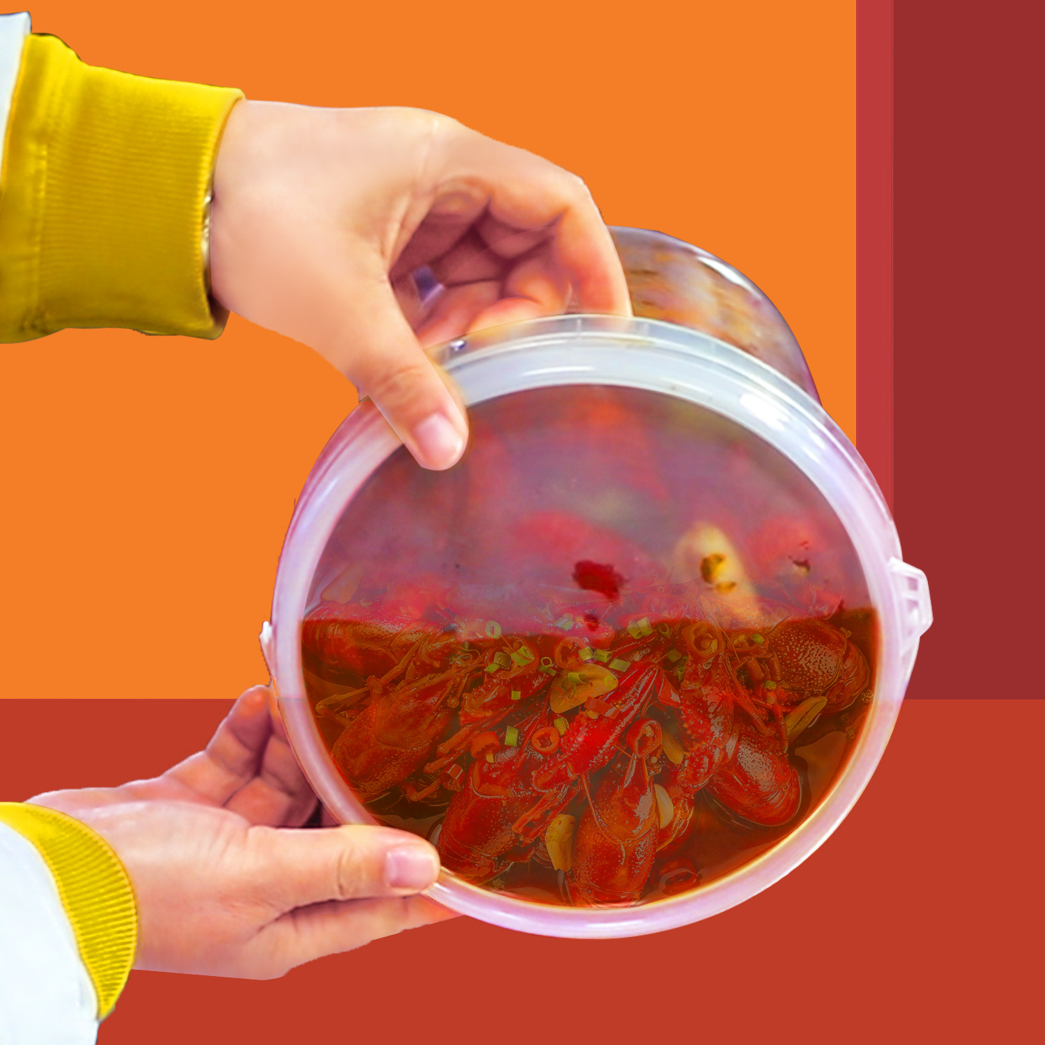 Golden Jade Lobster Bucket Plastic Transparent Bucket Food Grade 1-5L Fermented Fermented Raw Pickled Lobster Packing Bucket Fishing Juice Small Seafood Bucket