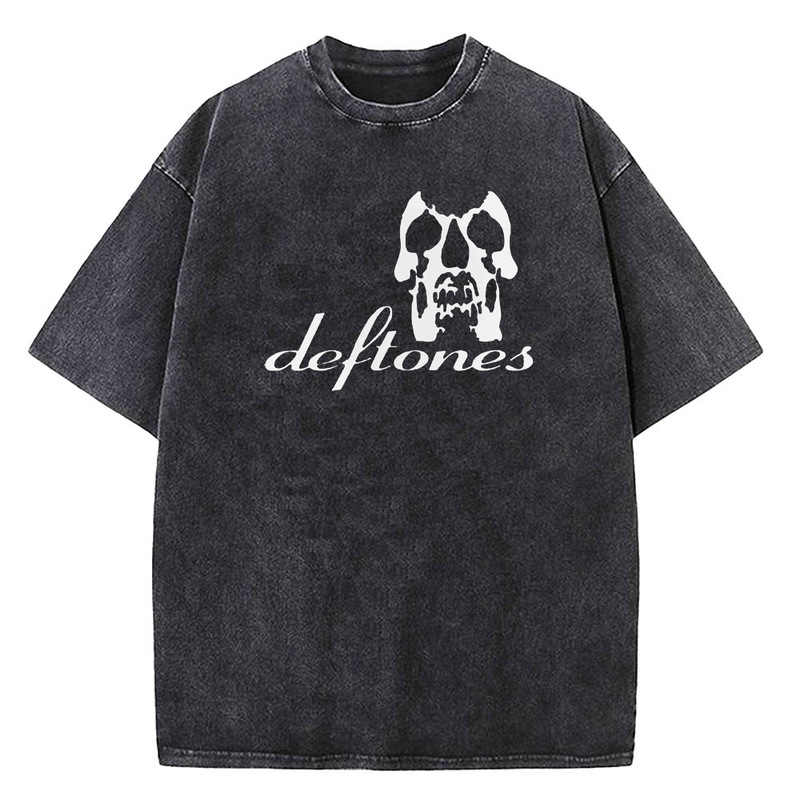 Men's and Women's Summer Washed T-Shirts Hip-Hop Deftones, Retro Printed Cotton T-Shirts, Fashion T-Shirts,