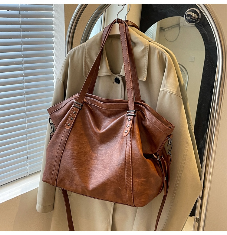 Cross-border large-capacity tote bag for women 2024 New style fashionable single-shoulder bag, retro simple casual crossbody bag for women undefined