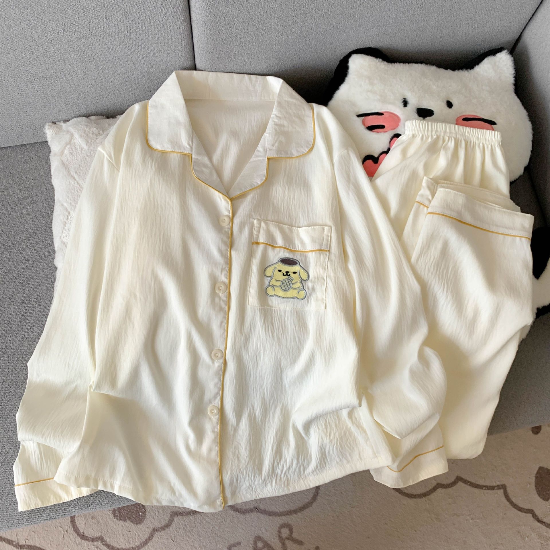 Al por mayor transfronterizo primavera y otoño 2026 nuevo pijama de mujer dibujos animados nubes dulces cardigan de algodón mangas largas pantalones largos cubierta de ropa para el hogar image 16