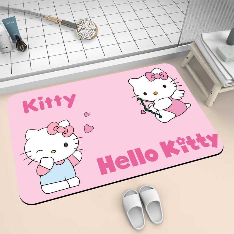 HelloKitty卡通硅藻泥地垫浴室吸水防滑脚垫卫生间耐脏易打理地垫|undefined
