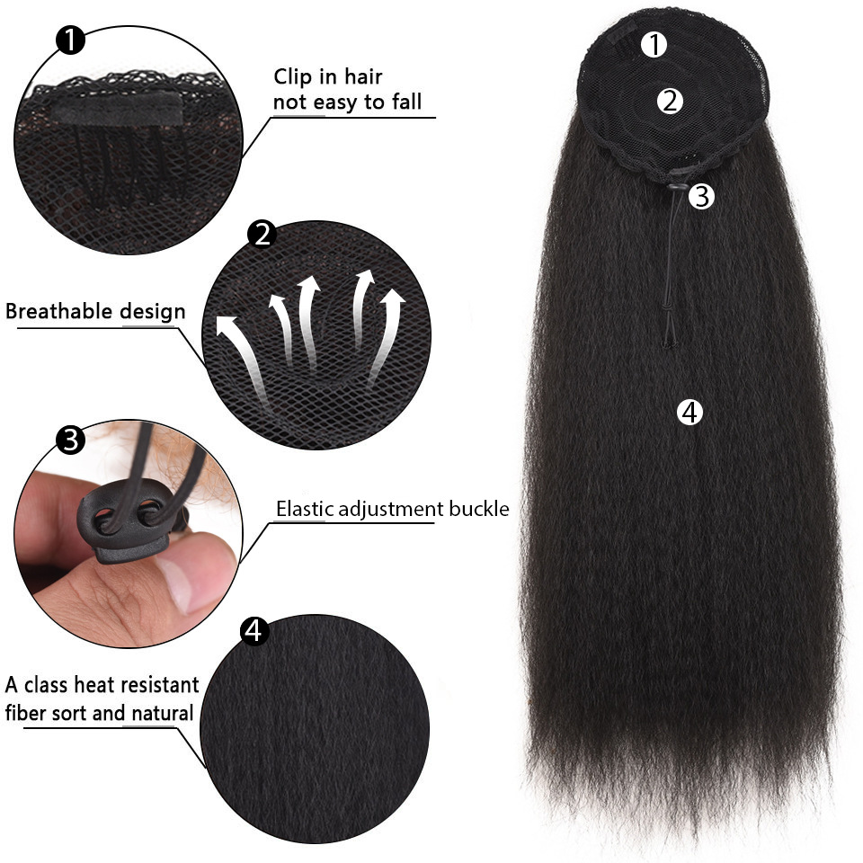 Synthetic Hair Drawstring Ponytail Fluffy Corn Wave Extension_voghion.com