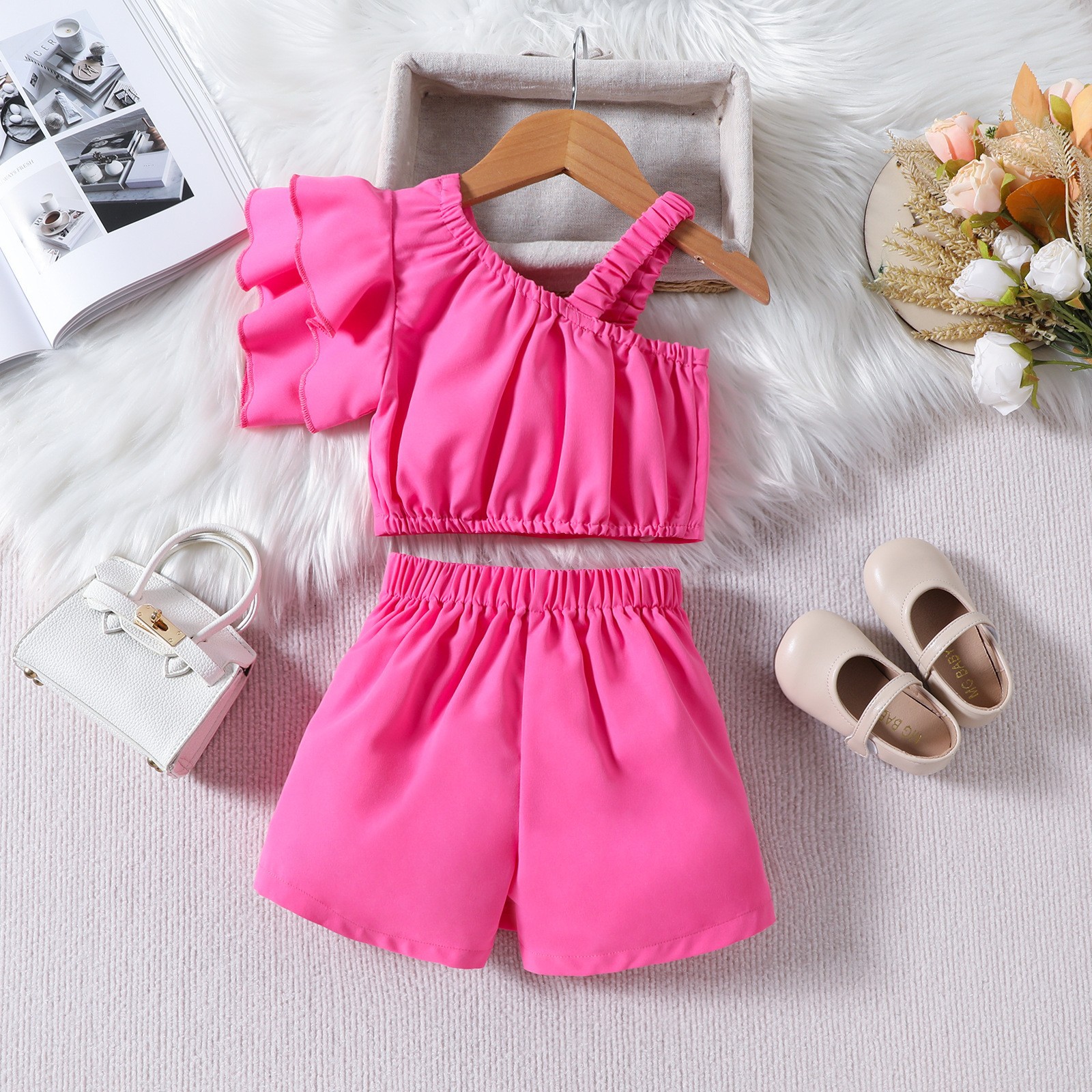 132g Weight Kids Clothing Sets Children's Clothing Type Sleeveless Sleeve Length Cotton, Polyester Fabric Type Pants Sets Sets Type 2 Pieces Set Quantity Holiday, Daily, Selfie Occasion Collarless Neckline Regular Fit Fit Type Solid Color Pattern 2025 Spring and Summer Season Girl'S Gender Casual, Elegant, Simple Style Style Casual Elegant Simple Style Solid Color Cotton Polyester Girls Clothing Sets 13