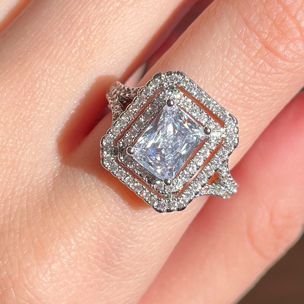 Retro Geometric Copper Rings Inlay Zircon Copper Rings