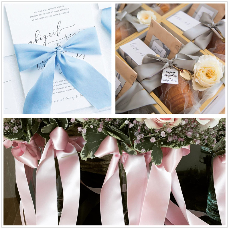 Transfronterizo 2.5 cinta de poliéster de cifrado doble cara cinta de seda mate vestido de boda decoración regalo de flores embalaje cinta forjada 25m