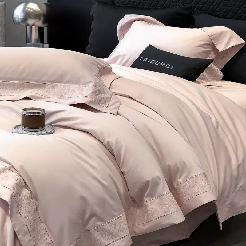 秋冬加厚100支长绒棉四件套磨毛全棉纯棉轻奢风保暖被套纯色床品