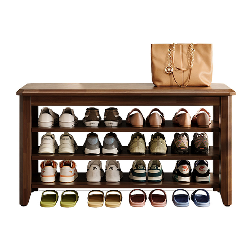 Estante de zapatos de madera maciza multicapa puerta doméstica taburete de zapatos de cambio de puerta 2025 nuevo gabinete de zapatos interior sin instalación integral