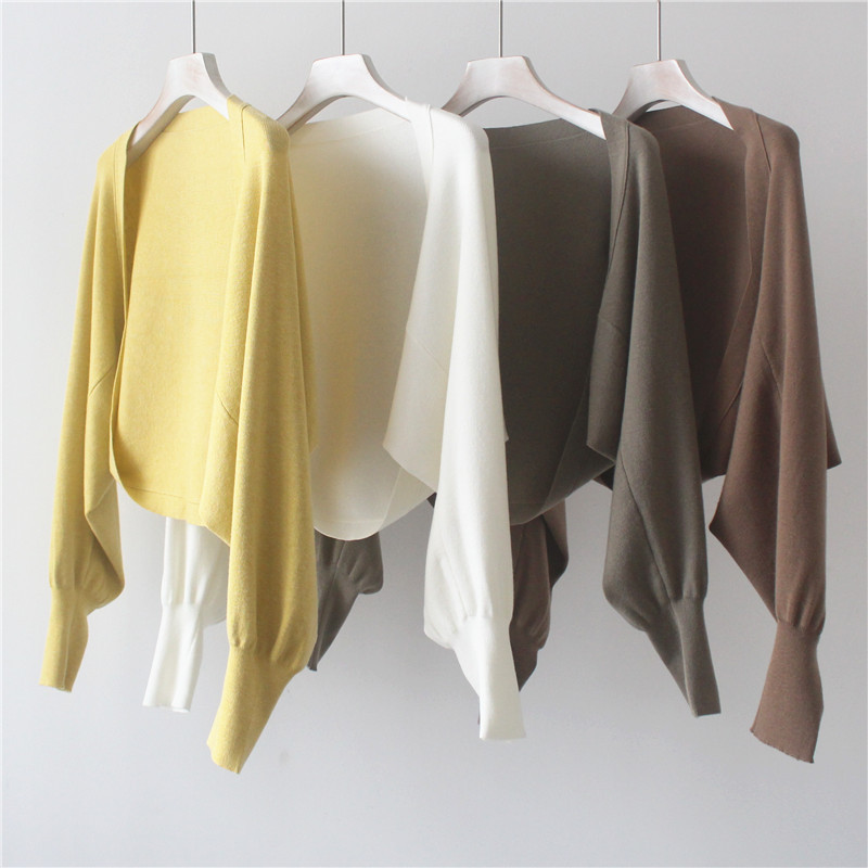 Wool Blended Long Sleeve Knitted Shawl Top Women's Autumn and Winter New Waistcoat Bat Sleeve Cardigan Jacket Wool Blended Long Sleeve Knitted Shawl Top Women's Autumn and Winter New Waistcoat Bat Sleeve Cardigan Jacket