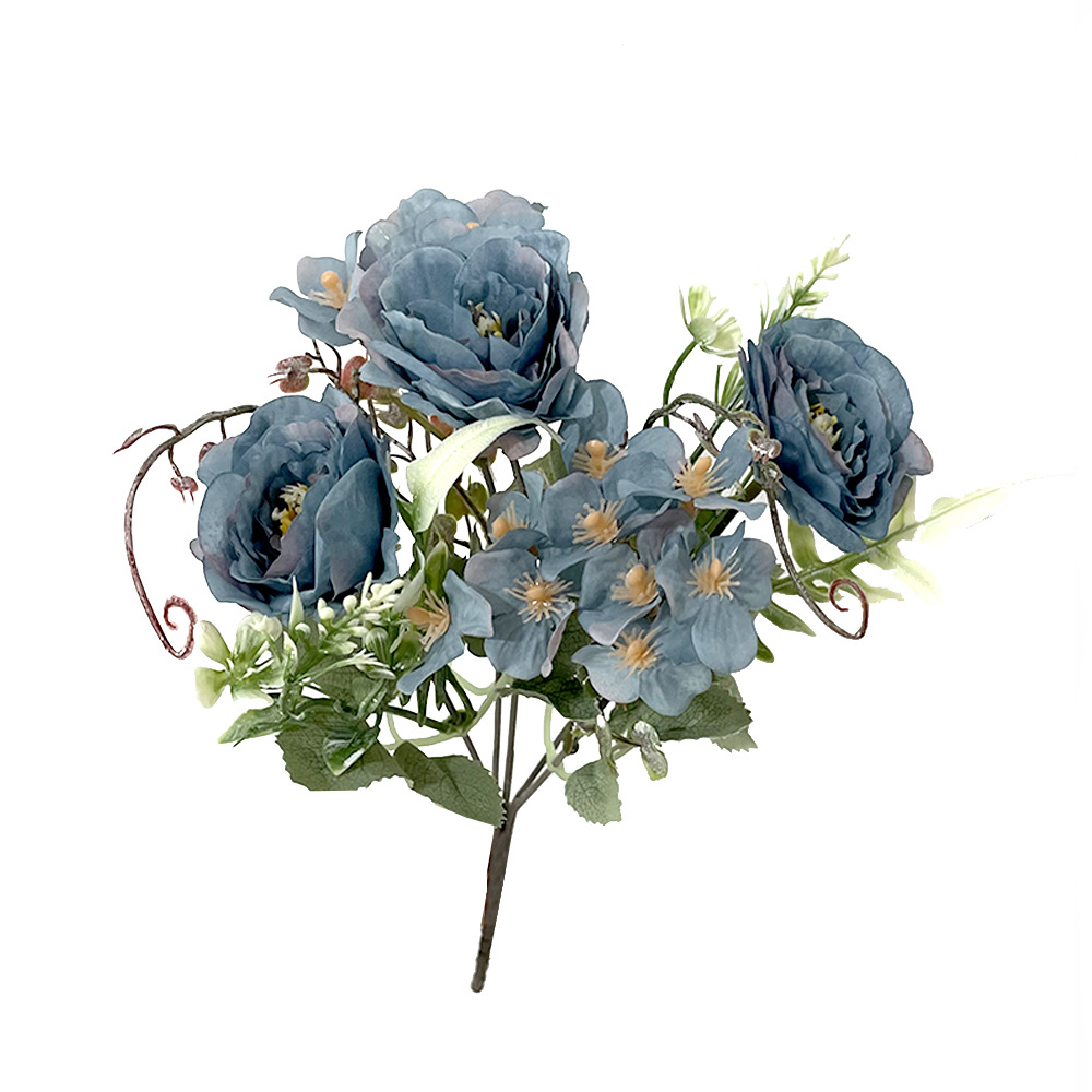 Simulación de hortenida peonía decoraciones de estilo retro europeo accesorios de fotografía de boda pequeños ramos de peonía ramosos ramos falsos