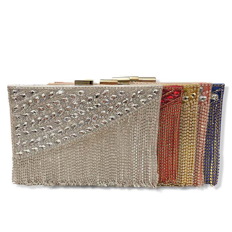 Diamond-encrusted dinner bag banquet clutch bag fashion diamond-encrusted hand-held underarm women's bag wholesale rectangular women's bag