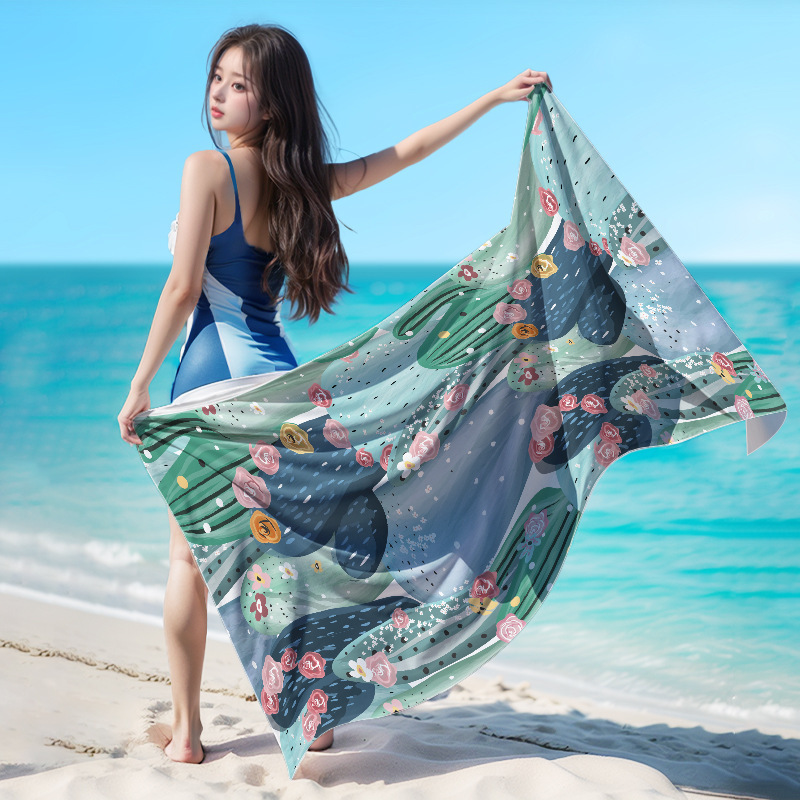Upf50+ Professional Sun Protection Certified Beach Towel Anti-Uv Quick-Drying Bath Towel Seaside Vacation Portable Sunshade Bath Towel