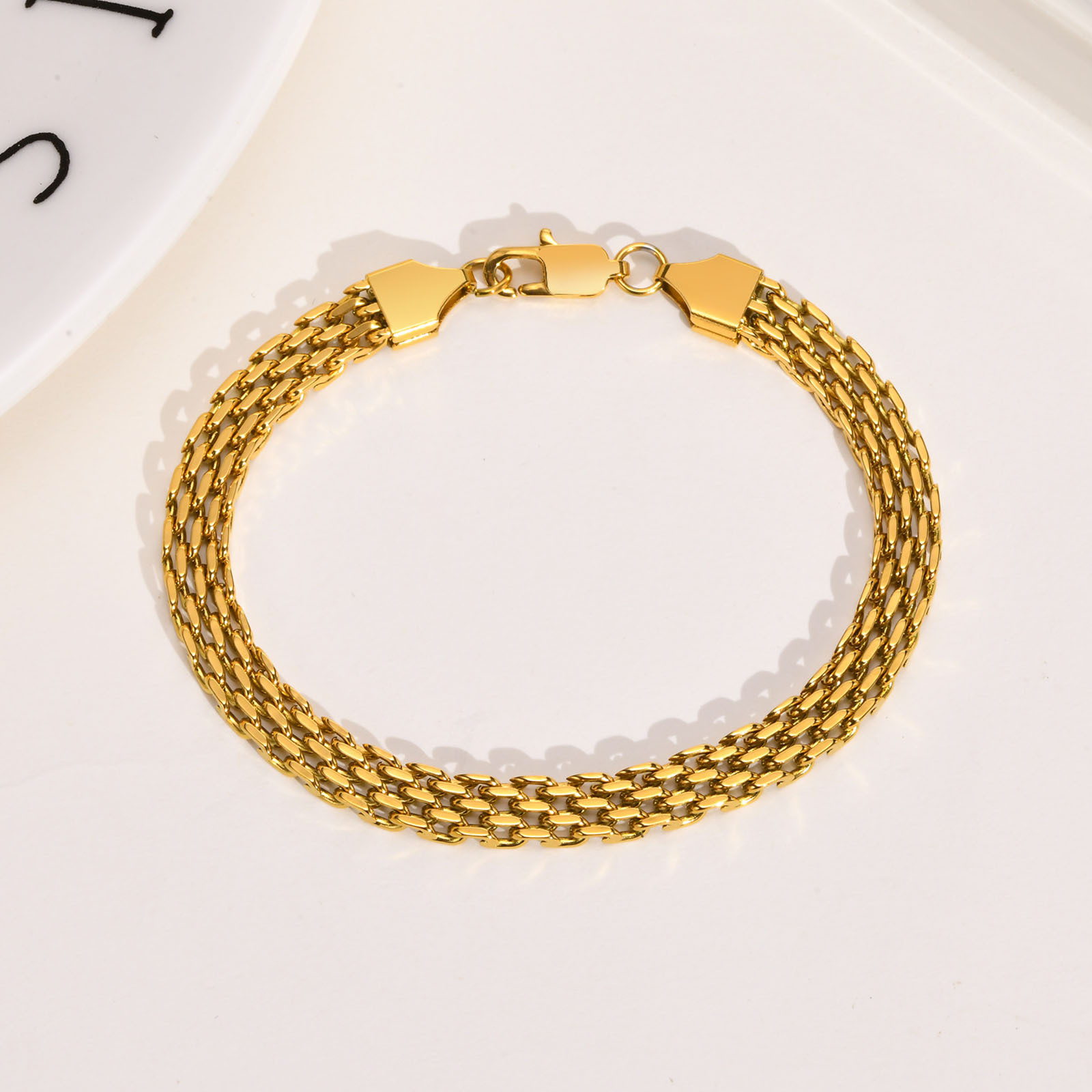 PVD Coated Gold Plating Process PVD Coated Gold Plated Geometric Solid Color 304 Stainless Steel Simple Style Waterproof Non Tarnish 201 Stainless Steel Bracelets