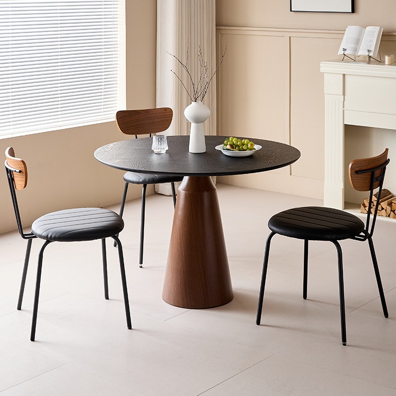 Retro-Style Solid Wood Dining Table for Home Use, Small Apartment Balcony Table and Chair Set, Coffee Shop Small Round Table, Meeting and Reception Table and Chairs Retro-Style Solid Wood Dining Table for Home Use, Small Apartment Balcony Table and Chair Set, Coffee Shop Small Round Table, Meeting and Reception Table and Chairs