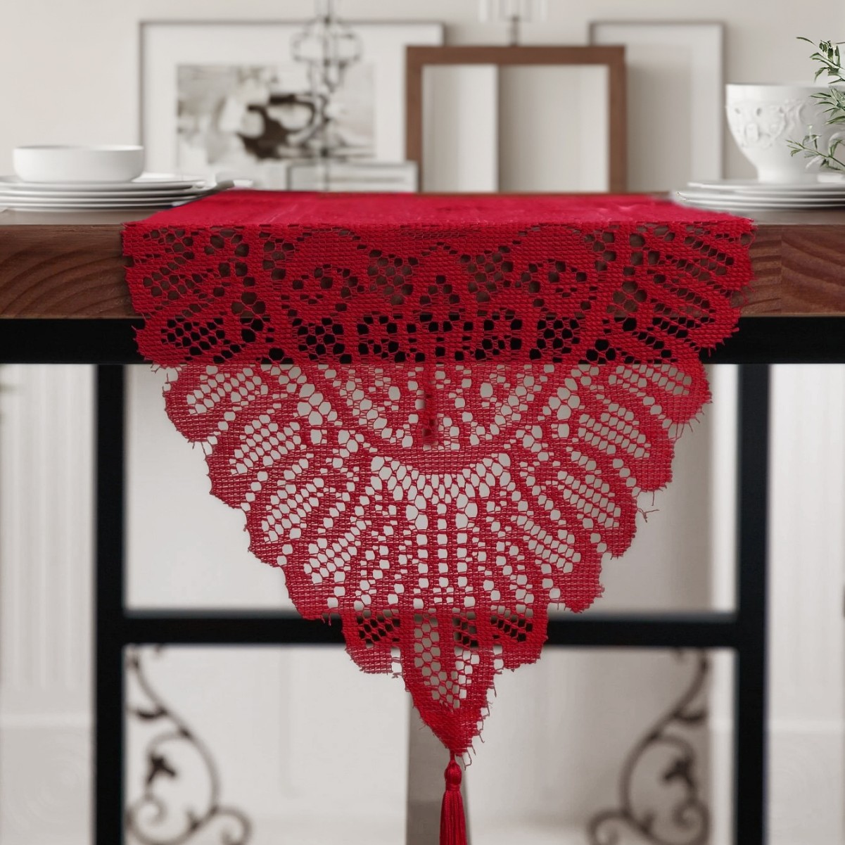 Transfronterizos nuevos bordes de encaje tabla bandera de decoración doméstica tabla de comedor tabla bandera decoración fábrica directa al por mayor