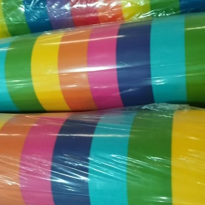 Alfombra infantil de tela Oxford a rayas de arcoíris, antideslizante, gruesa, para exteriores, sin olor ni decoloración