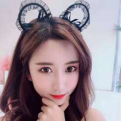 性感蕾絲貓耳朵發箍韓國cos女僕網紅頭飾外出仙氣洗臉直播頭箍