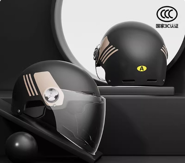 Vehicle Summer – Universal Motosiklet kaskı (dəbilqə) - new-national-standard-a-simple-black-transparent-long-visor