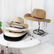 防晒帽子男士夏天草帽可折叠牛仔帽户外遮阳礼帽出游沙滩太阳帽潮