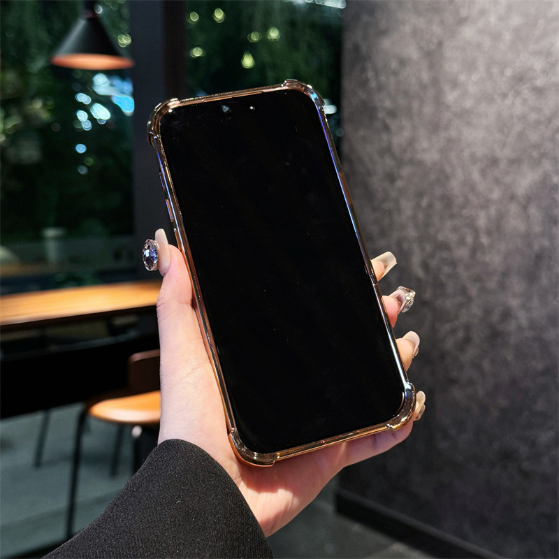 适用iPhone17手机壳四角防摔电镀磁吸支架苹果16渐变闪粉保护套15|undefined