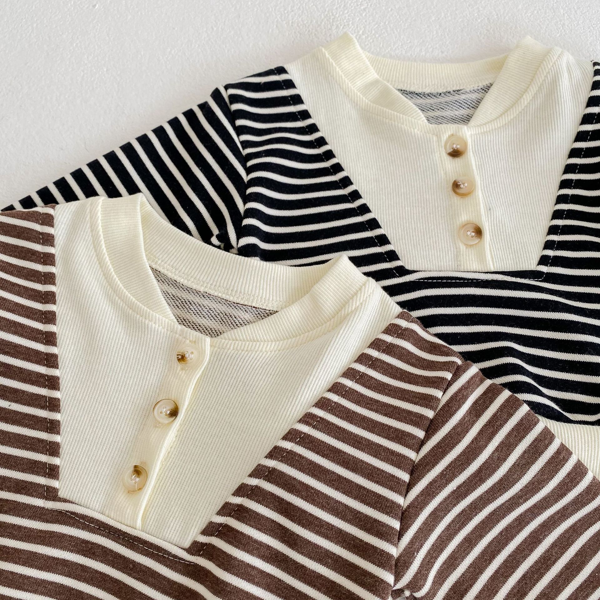 Abbigliamento autunnale 2024 per neonati, bambini piccoli, ragazzi e ragazze, pullover a righe a maniche lunghe + pantaloni a pieghe_voghion.com