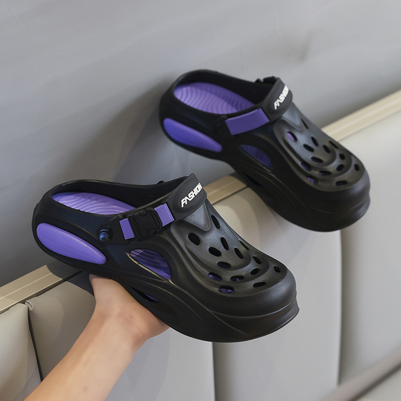 Men's Summer Perforated Casual Clogs, Dual-Purpose For Top Quality Driving, Large Size Beach Sandals With A Comfortable Feel_voghion.com