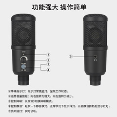 USB Capacitor Microphone Kit 192K Computer Recording Gaming Livestreaming Large Diaphragm Cross-border Desktop Wired Microphone