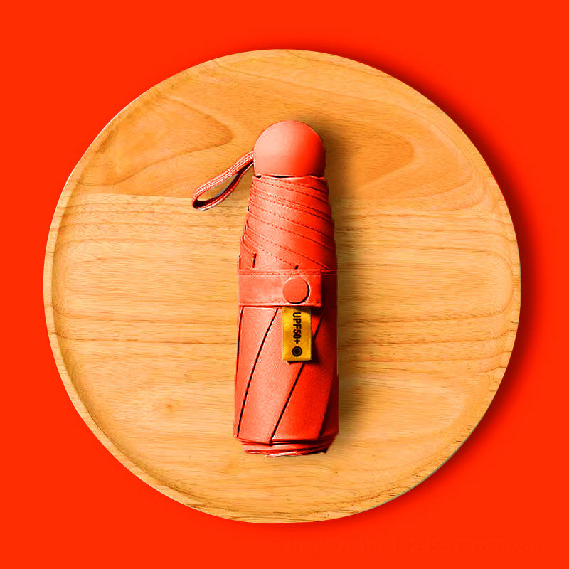 Paraguas portátil Mini paraguas pequeño de cinco veces estudiante cápsula paraguas soleado y lluvioso de doble uso Protección Solar Femenina sombrilla