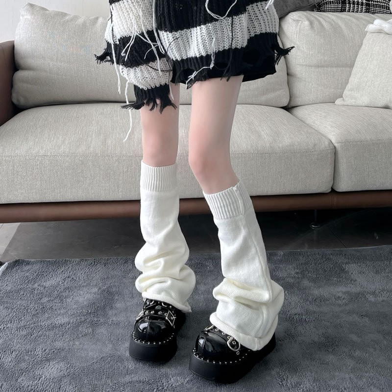 jk袜子针织袜套堆堆袜y2k辣妹学生日系亚文化保暖阔腿喇叭小腿套|undefined
