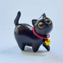 黑檀木好奇猫可爱萌猫咪桌面小摆件木质猫雕刻女创意洋连