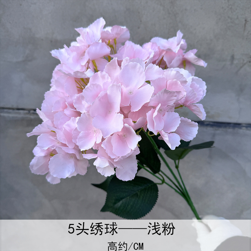 Simulación de racimo de 5 cabezas hortensias flores artificiales boda hotel decoración fondo del hogar