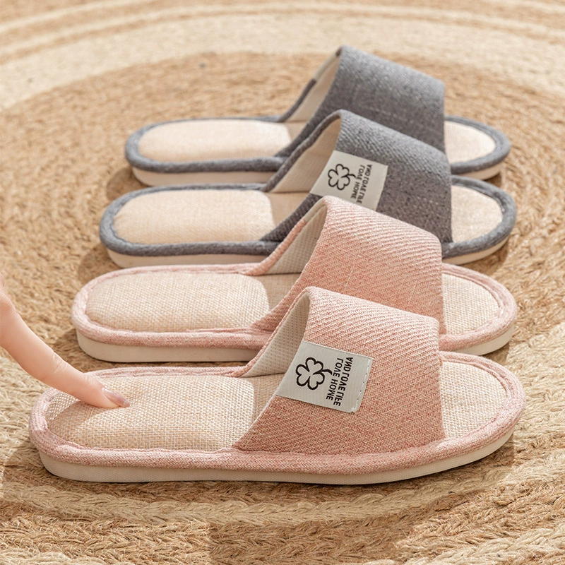 Весенние и осенние льняные тапочки женские четыре сезона в помещении