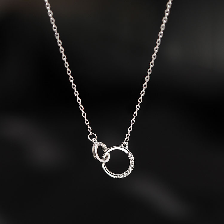 Collar Sunburst Circle - Lujo ligero, diseño exclusivo y de alta gama, cadena de clavícula de doble anillo con incrustaciones de diamantes para mujer,_voghion.com