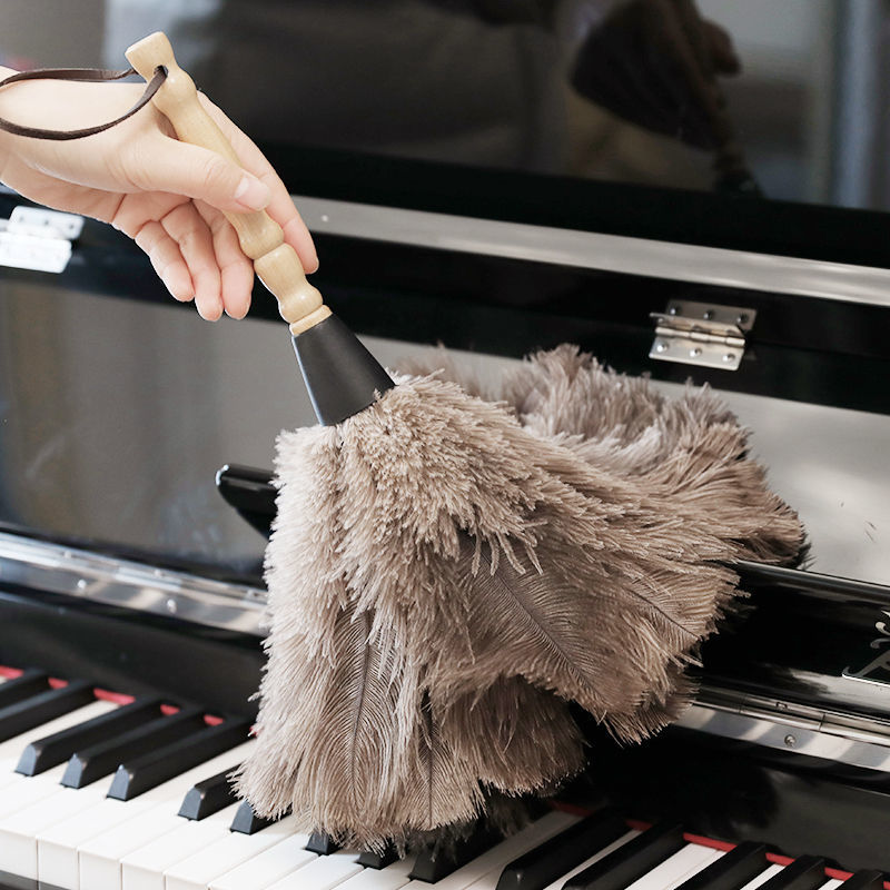 Pluma de avestruz plumero eliminación de polvo sin pelusa limpieza del hogar coche limpieza estática pelo gris cepillo artefacto plumero de pollo