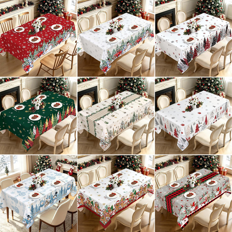 Christmas Tablecloth 2026 New Model Amazon Polyester Exquisite Printed Tablecloth Oil-Proof and Stain-Resistant Christmas Decorative Table Cover Christmas Tablecloth 2026 New Model Amazon Polyester Exquisite Printed Tablecloth Oil-Proof and Stain-Resistant Christmas Decorative Table Cover