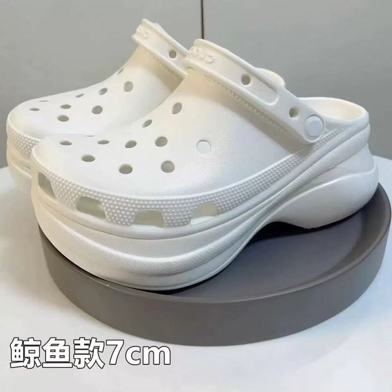Summer Cro Crocs Little Whale Clogs Cloud Beach Thick-Soled Dad Shoes Height-Increasing Closed-Toe Shoes