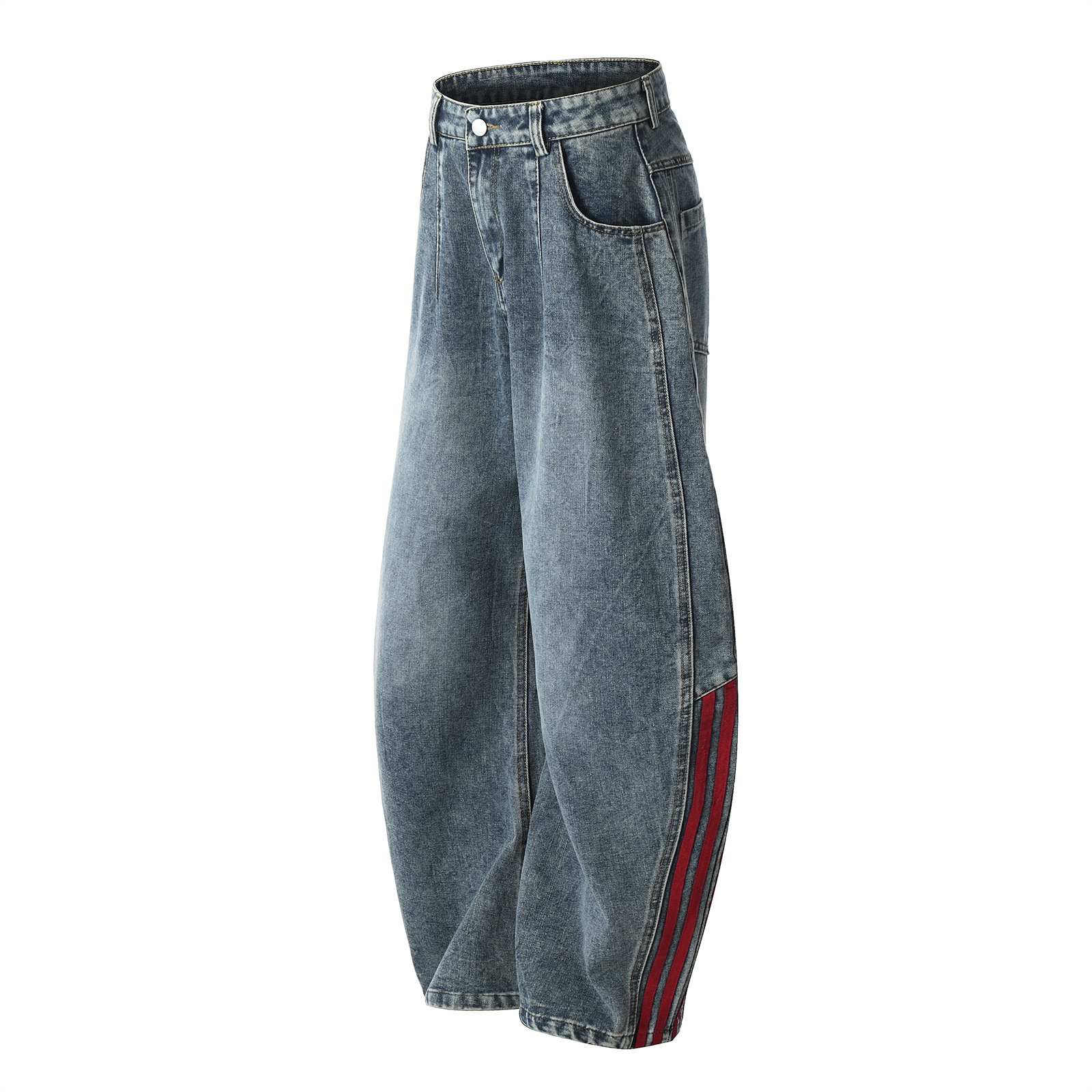 【WONDER WONDER】Divor Stripe Washing Wide Denim Pants Ronaldinho x KidSuper Denim Stripe Jeans [Washed Blue]