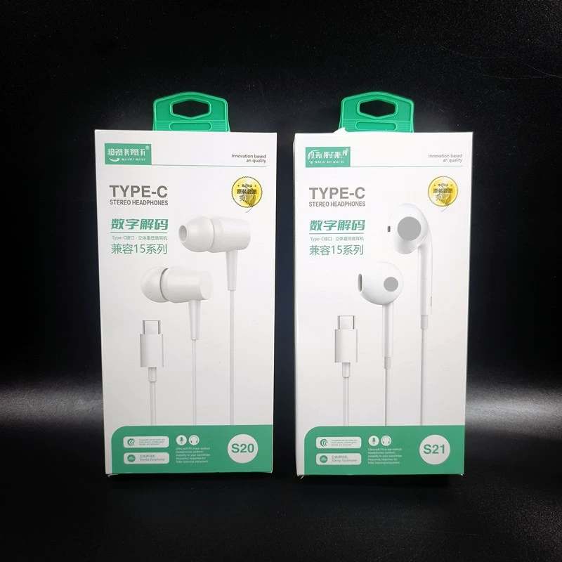 Цифровая версия type-c горловина полная совместимость наушники прочный плоский рот гарнитура с упаковкой для смартфонов